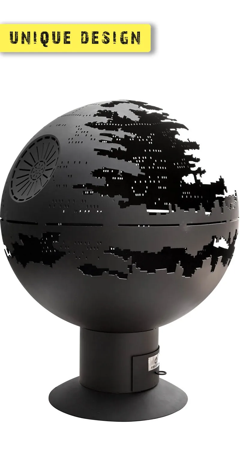 Unique Design Death Star Art Globe Firepit Black 4mm Steel For