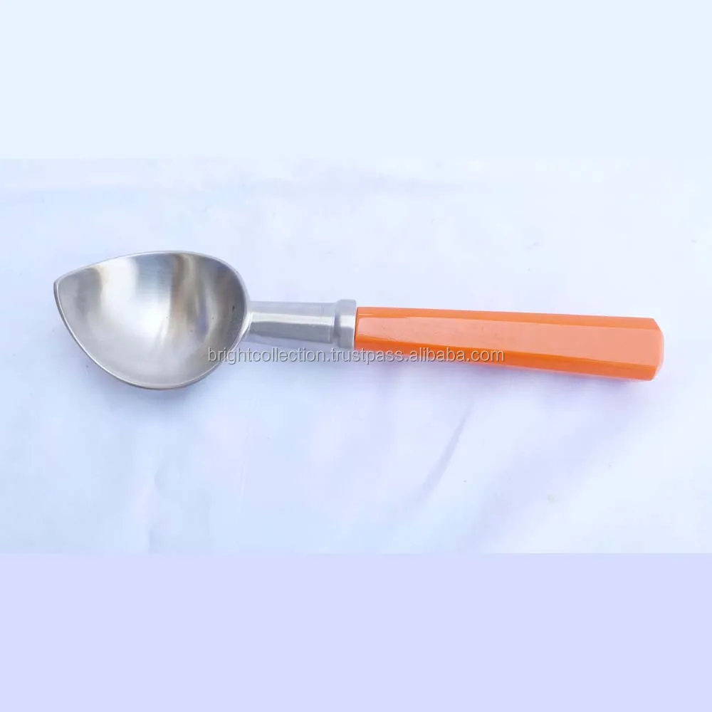 Engraved Stainless Steel Ice Cream Scoop With White Resin Handle