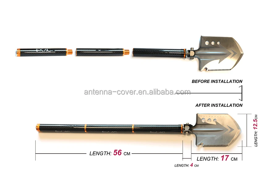 
Carbon fiber shaft portable camping shovel 