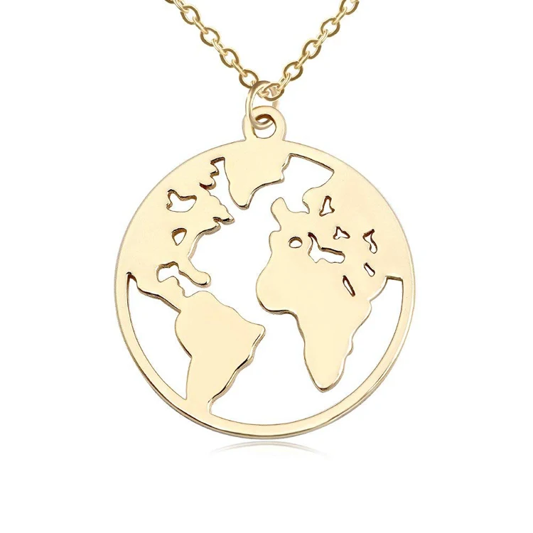 

Dainty Travel Jewelry 925 Sterling Silver World Map Necklace, N/a