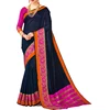 Get Ready For The Next Social Function At Your Place With This Navy Blue Colored Saree.