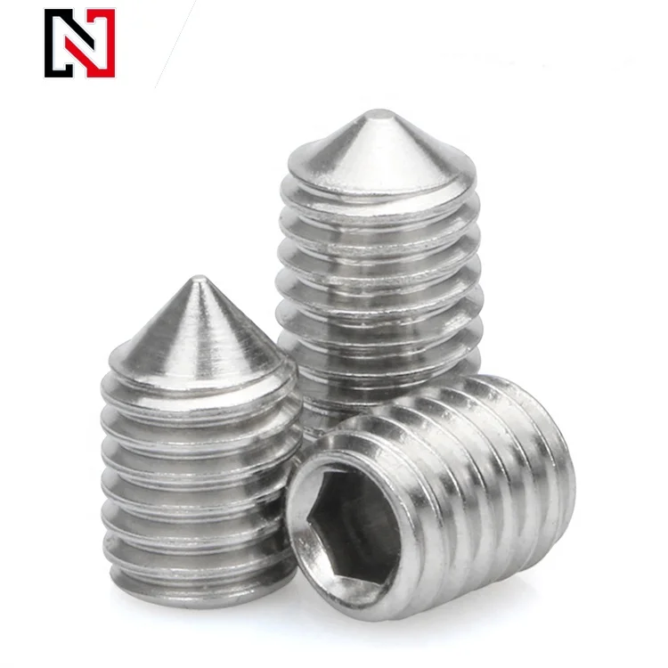 
Stainless steel hexagon socket set screw with cone point 
