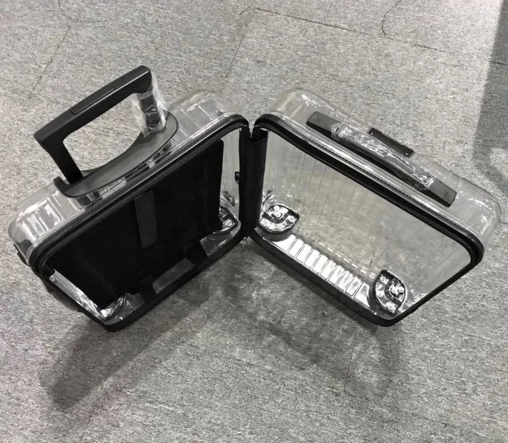 

New 2019 Suitcase Plastic Transparent Suitcase PC Material Clear Shell Luggage Suitcase, 6 colors, customized color, customized logo