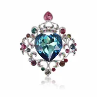 

00039 Latest wholesale colorful crystal rhinestone crown wedding jewellery brooch