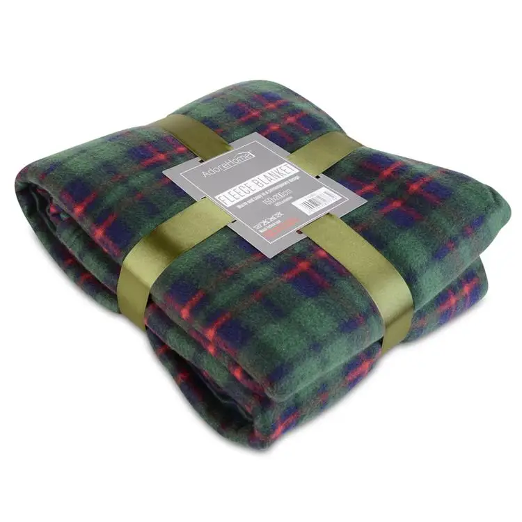 Wholesale Cheap Fleece Plaid Blanket Winter Warm 100 Polyester Bed