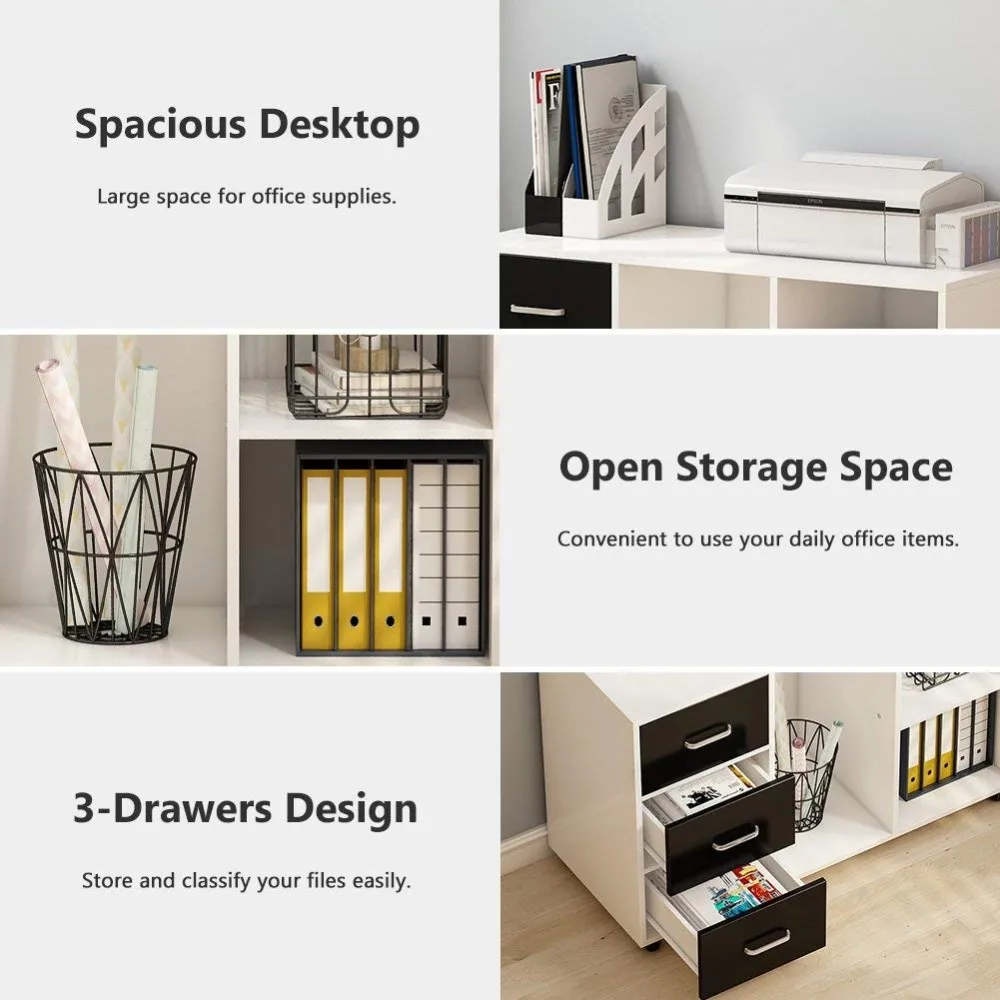 Archivadores De Madera De 3 Cajones,Gran Y Moderno Soporte Para