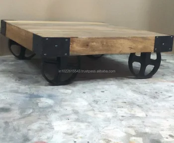 Cart Wheels Coffee Table With Cart Wheels Coffee Table