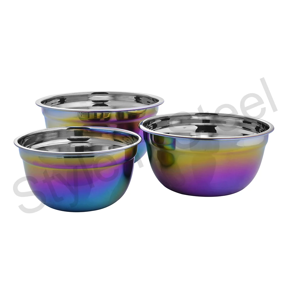 stainless steel german mixing bowl w/ rainbow color