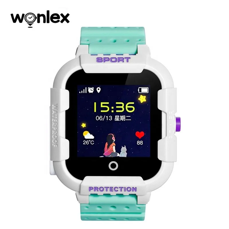

Wonlex Wholesale CE ROHS Android KT03 SOS Child GPS Tracking Watch Smart Baby Watch, Blue;purple;black;pink