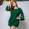 Eye Catch O Neck Casual Large Size Pure Color Dress Elegant Dress For Women Party For Summer