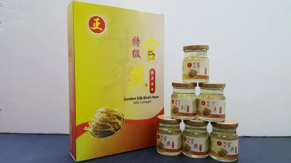 
High Grade Golden Silk Swallow Bird Nest Drink With Collagen 