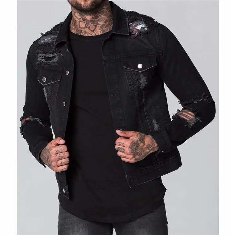 mens denim jacket with rips