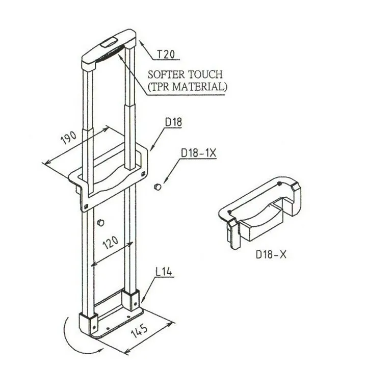 Telescopic Suitcase Trolley Handles Adjustable Luggage Handles With