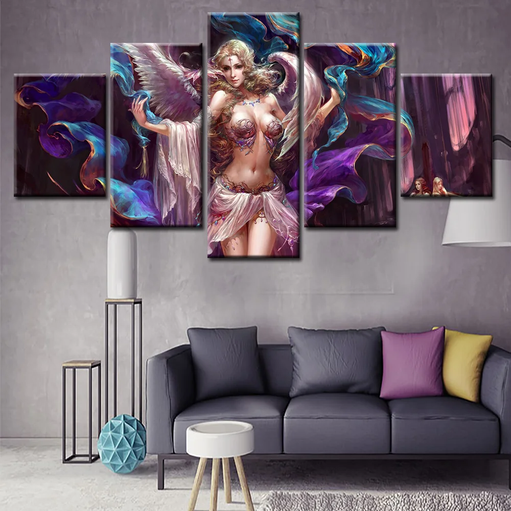 Unframed 5 Panel impreso mujeres desnudas pintura abstracto moderno de la pared, pared arte casa decoración de dormitorio