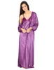 Women satin long night dress with robe set (Free Size)