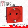 Socket outlet Mosaic - German standard - 2P+E screw terminals - 2 modules - red tamperproof Legrand Design
