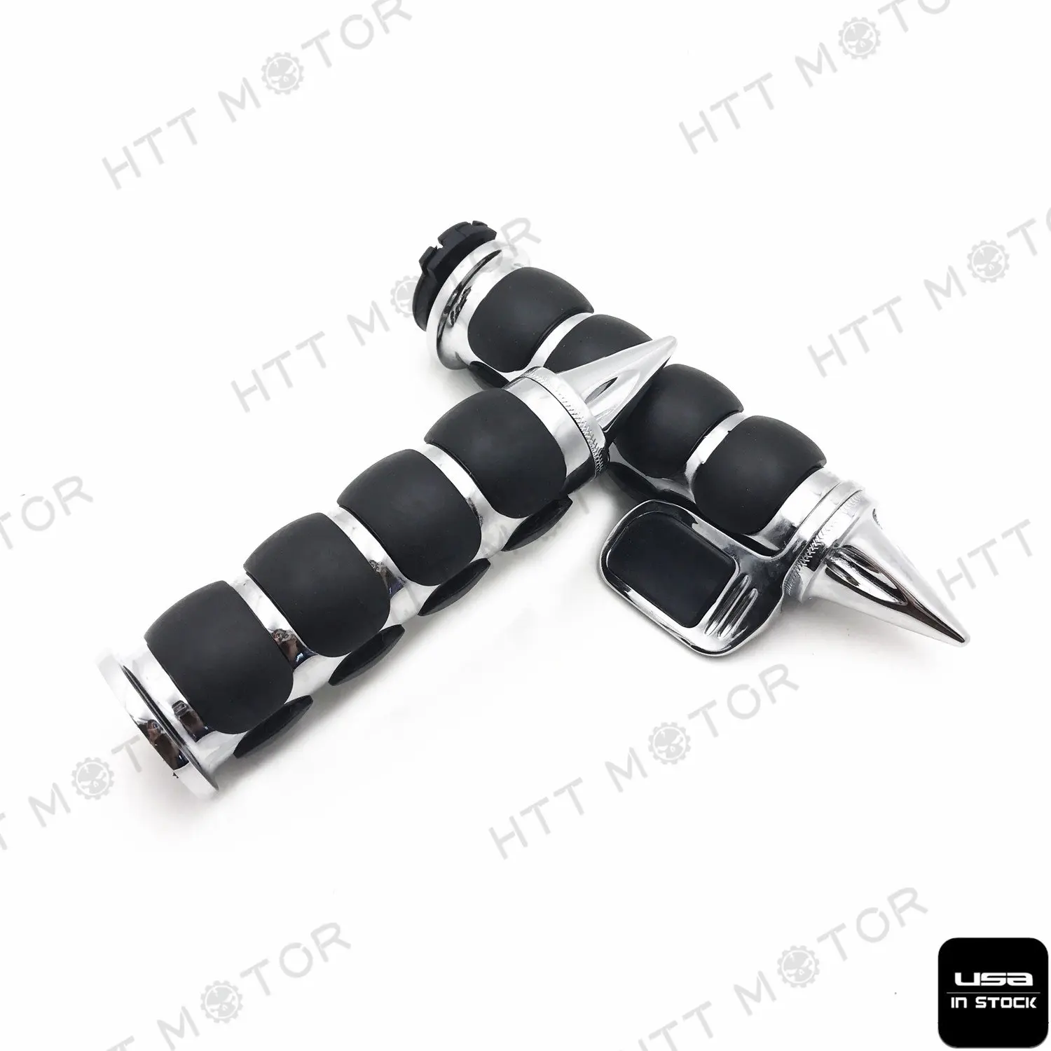 XKMT Group Spike 7/8" 22mm Handlebar Grips w/ Contoured Throttle Boss For Universal Motorcycle