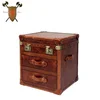Brown Leather Chic Trunk With Antiqued Brass Stud