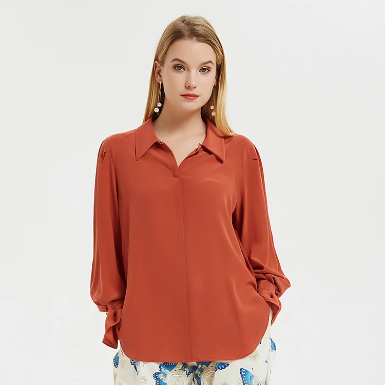 

APHACATOP Long Sleeve Silk Office Wear Blouse Ladies