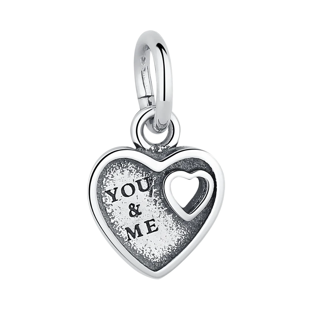 

High Quality 925 Sterling Silver Charm You and Me Heart Charm Beads Fit Original Bracelet DIY Silver Jewelry Making
