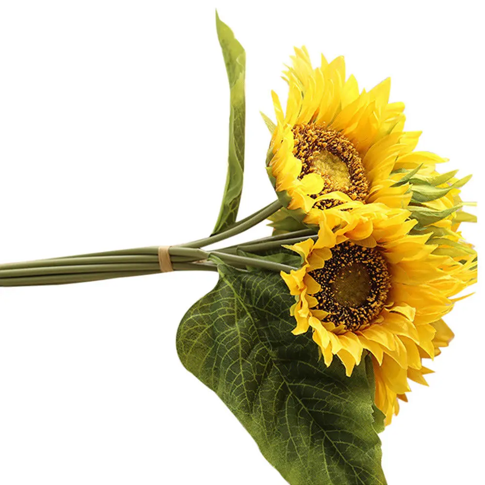 hot sale artificial silk sunflower with short stem fabric sun