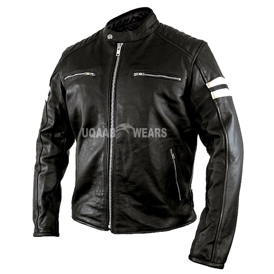 Mens Classic Leather Brando Jacket Biker Motorbike Motorcycle Vintage Perfecto