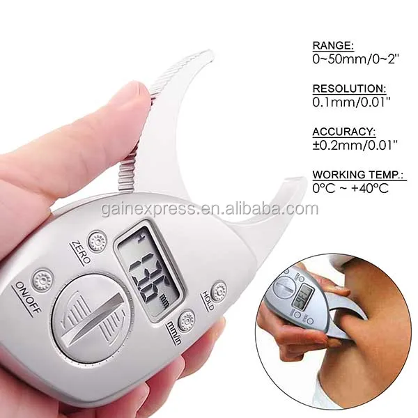 New Digital Lcd Body Fat Caliper Skin Fold Measurement Thickness 50mm 2inch Lcd Buy Body Fat
