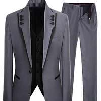 

Men's Fashion Gray 3 Pieces Men Suits Wedding Suits One Button Groom Tuxedos