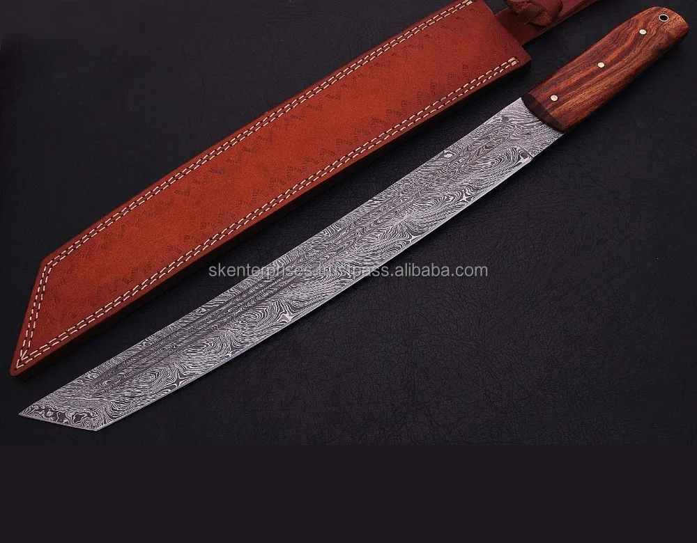 Damascus Th&eacute;p Dao Rựa Thanh Kiếm "Gỗ Hồng" Xử L&yacute;