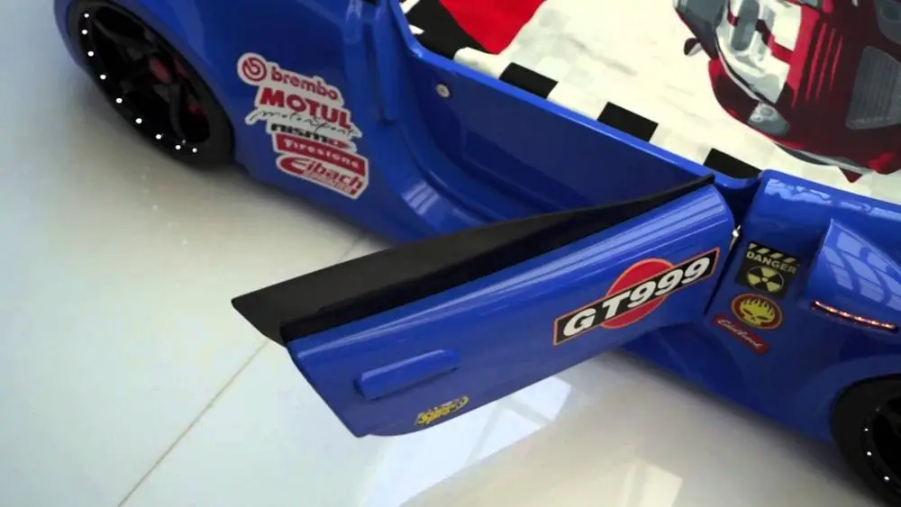 SUPERCARBEDS - GT999 Blue Race Car Bed - Opening doors