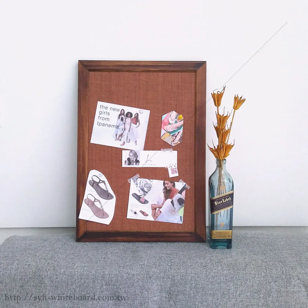 
magnetic fabric pushpin board with wooden frame 