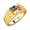 Navratan Gold Ring - 2019 summer jewelry collection available in Silver, Gold or alloy, Indian Traditional Nine Piece Color Ston