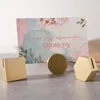 Custom Advertising tag sign card display stand brass base table desk menu price label holder stand