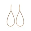 Solid 14k Yellow Gold Single Line Pave Set Diamonds Designer Pear Shaped French Wire Dangle Earrings Jewelry