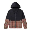 OEM custom mens Panelled Stretch Cotton Shell And Checked Cotton Blend Drill hooded short Jacket
