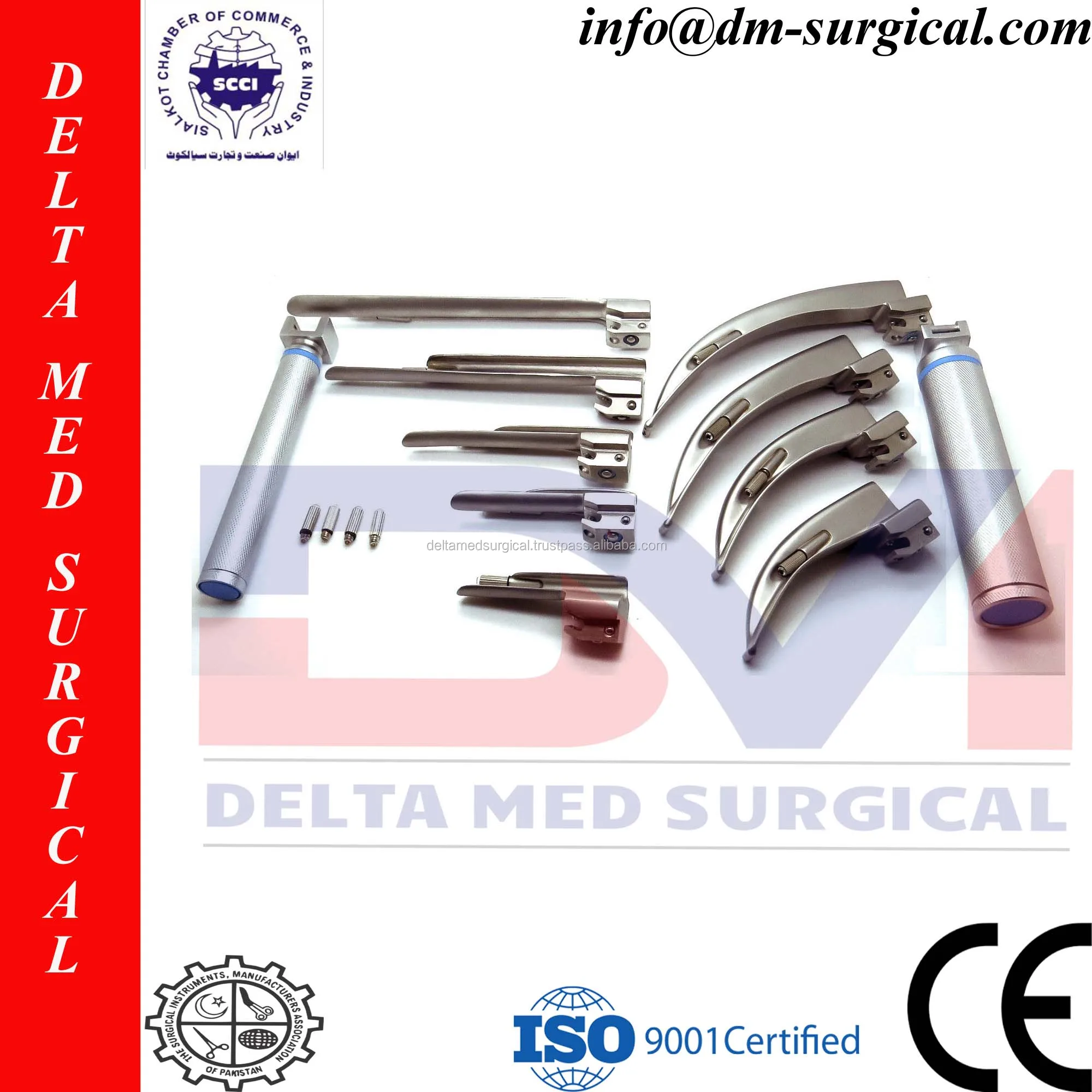 Fiberoptic Led Laryngoscope Set4 Blades 1 Medium Handle,English