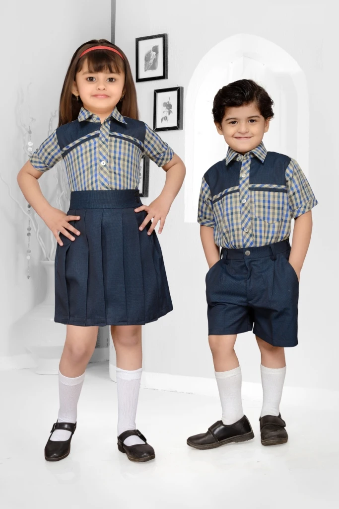 grey and white school uniform