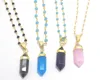 Multi stone jewelry Pendant With Beaded Rosary Chain Point Pencil Pendant