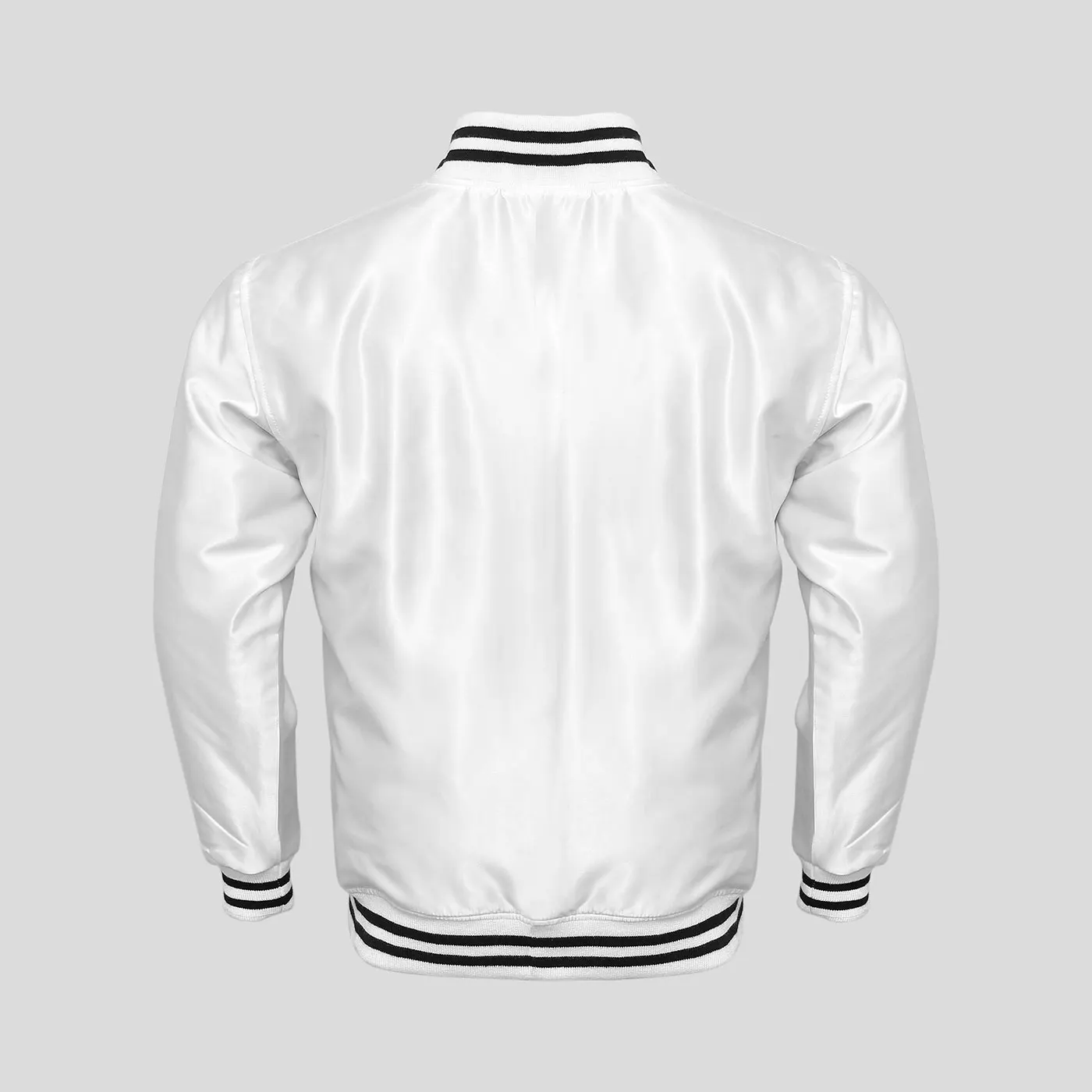 2018 Men Korean Style Full Zipper Cotton Fleece Satin Varsity Letterman ...