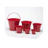 small bright red metal tin buckets