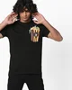 Pop Corn Digital Printed 100% Cotton Causal Black T-Shirt for Men