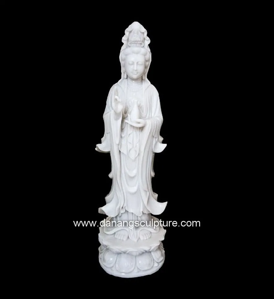 Custom hand carved home decor natural stone buddha statue Guan Yin