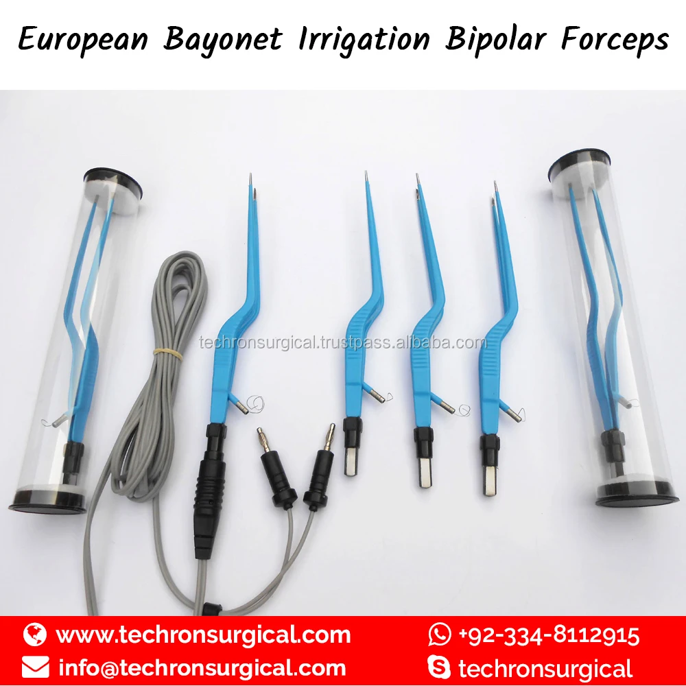 European Angled Down Electro Insulated Bipolar Forceps 22cm Tip