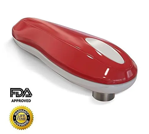 Freetor Electric Can Opener,Smooth Soft Edge Electric Can Opener with One-Button Start and One-Button Manual Stop,Newest Generation Can Opener for Kitchen (RED)