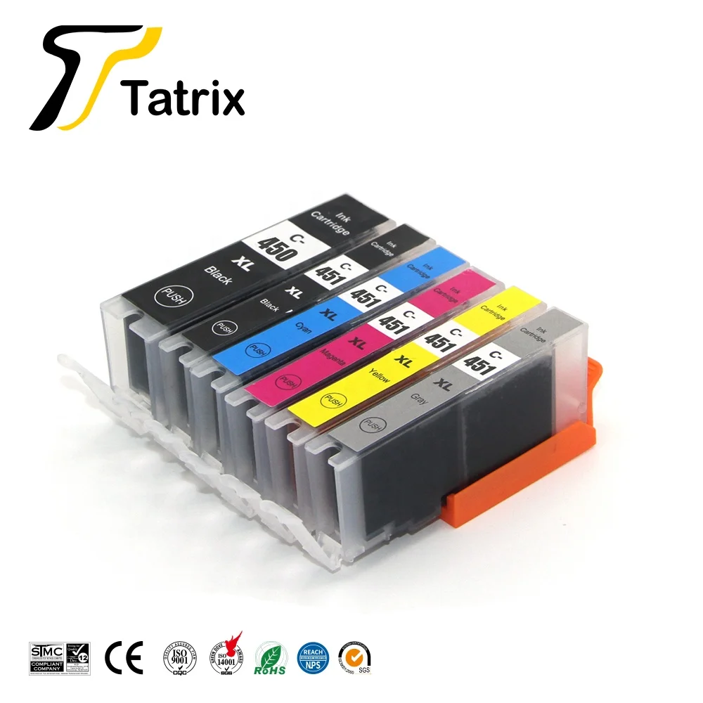 

Tatrix 450 PGI-450 PGI450 451 CLI-451 CLI451 Premium Color Compatible Printer Ink Cartridge for Canon PIXMA IP7240 IX6840