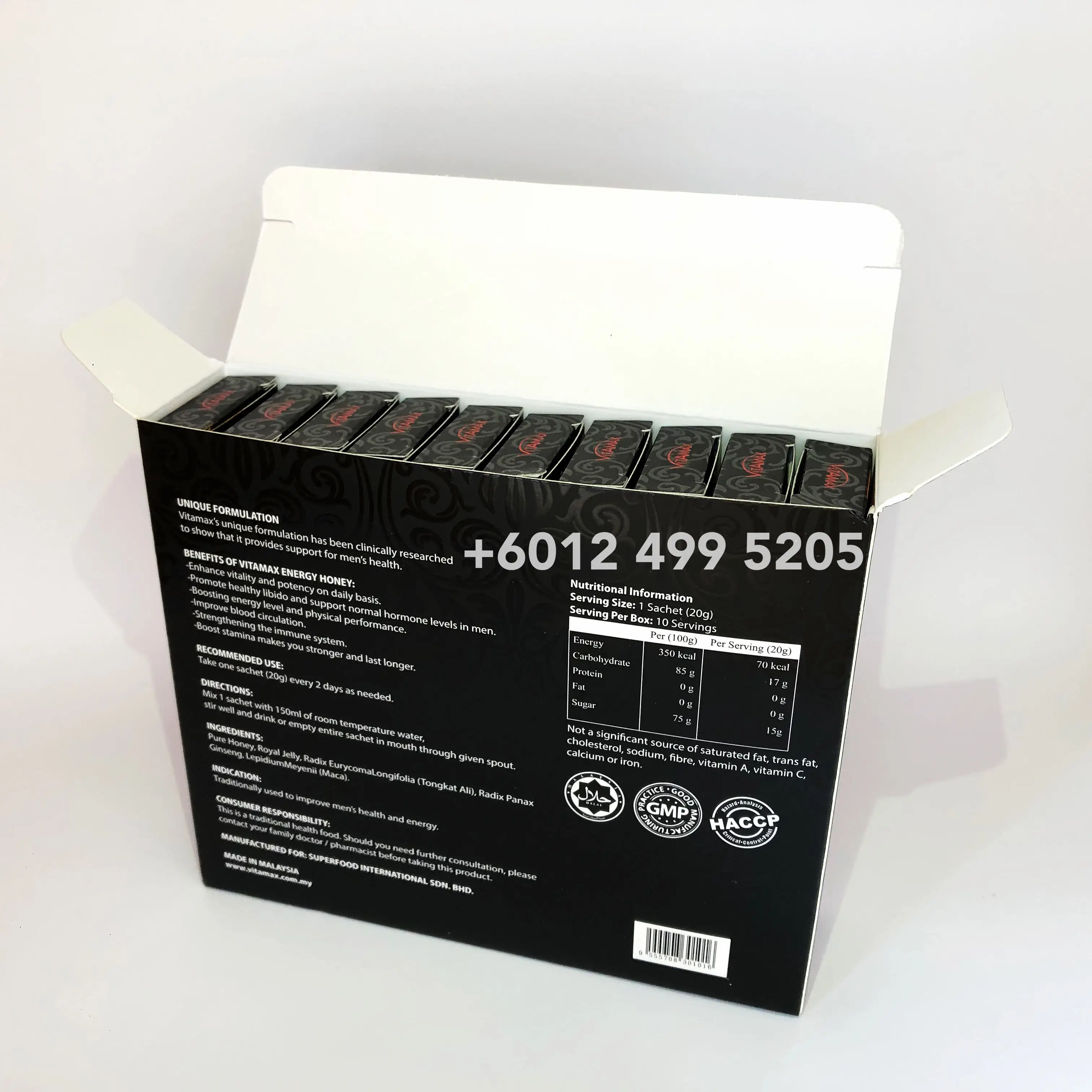 
MALAYSIA VITAMAX DOUBLESHOT ENERGY HONEY FOR HIM 10S X 20G 