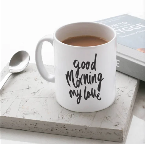 Letter Decal Ceramic Breakfast With Golden Handgrip Milk Coffee Cup Mug