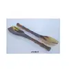 buffalo horn salad set with bamboo style handle