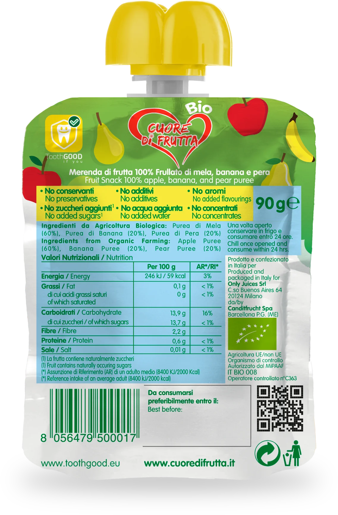 
apple, banana, pear smoothie 90 gr 