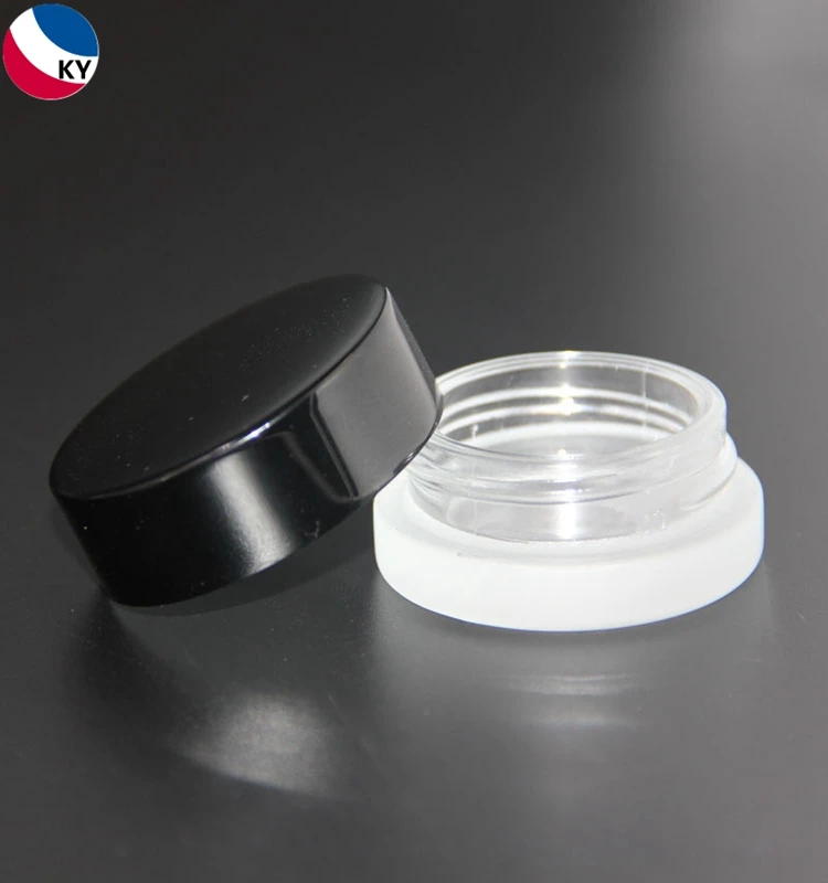 Black Tops Lip Gloss Glass Jars Small Lip Balm 5ml Frosted Silver Cap